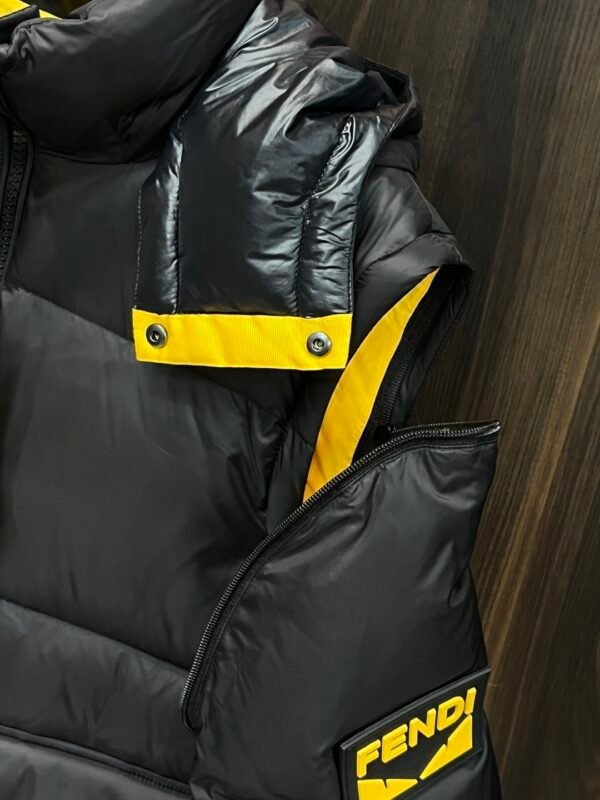 FND Hooded Puffer Jacket with Contrast Lining - Black