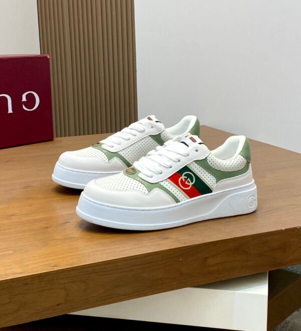 42cb3e44 GCC White Trainers with Green Contrast Panels and Stripe Detail
