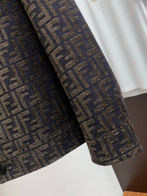 FND All-Over Pattern Button-Front Jacket - Dark Brown