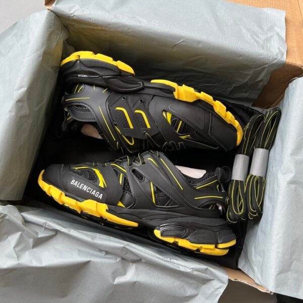 BLNCG Chunky Low-Top Trainers in Black with Yellow Contrast Accents