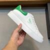 PRDA Low-Top Trainers in White with Green Heel Accents