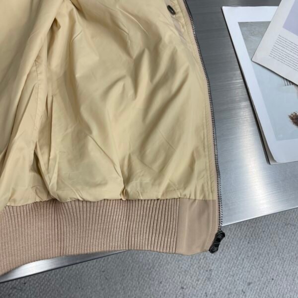 BRBY Zip-Up Jacket with Ribbed Collar - Light Beige