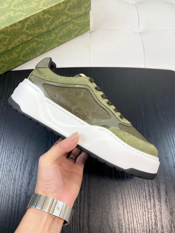 GCCI Trainers with Olive Green Panel Details