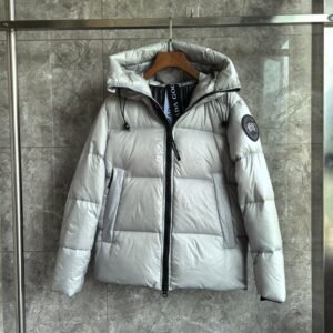 CG Hooded Zip-Up Puffer Jacket - Silver Grey