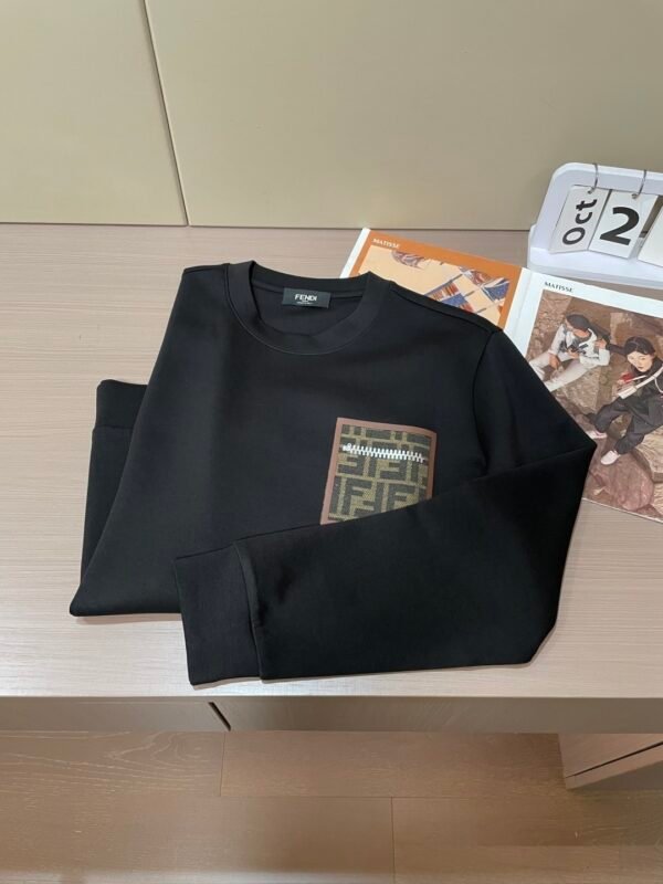 4a538784 FND Crew Neck Jumper with Zip-Effect Pocket - Black