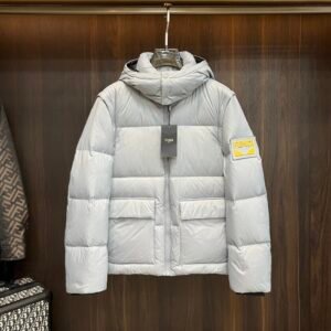FND Hooded Puffer Jacket with Contrast Lining - White
