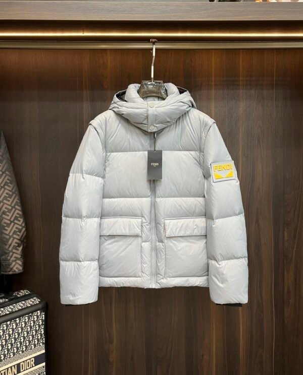 4b215040 FND Hooded Puffer Jacket with Contrast Lining - White