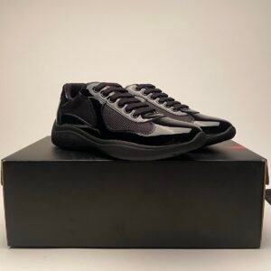 PRDA Trainers with Mesh Panels and Contrast Smooth Overlays - Black