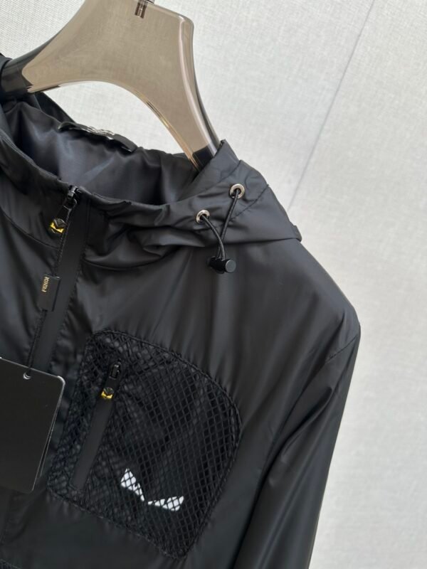 FND Hooded Zip-Up Jacket with Mesh Pocket Detail - Black