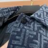 FND All-Over Pattern Button-Front Jacket - Navy Blue