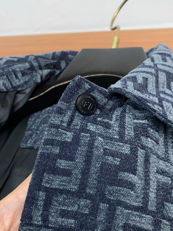 FND All-Over Pattern Button-Front Jacket - Navy Blue