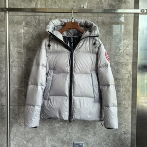 CG Hooded Zip-Up Puffer Jacket - Silver Grey