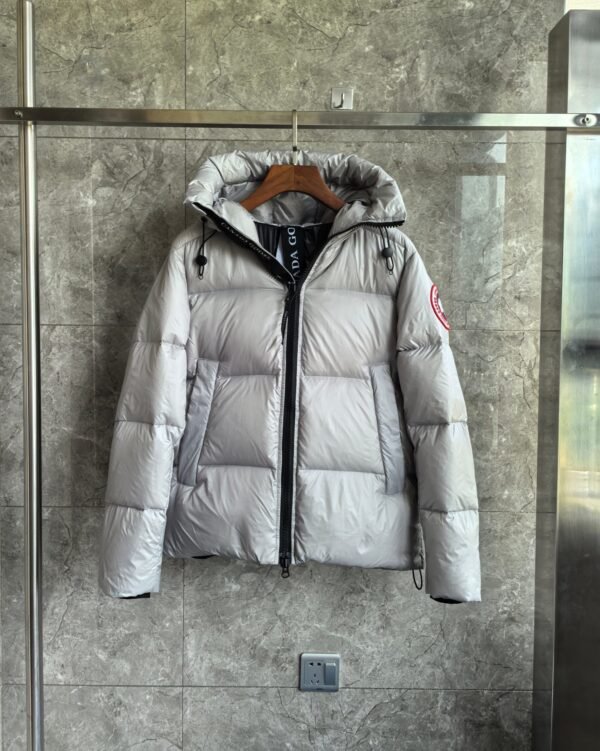 CG Hooded Zip-Up Puffer Jacket - Silver Grey