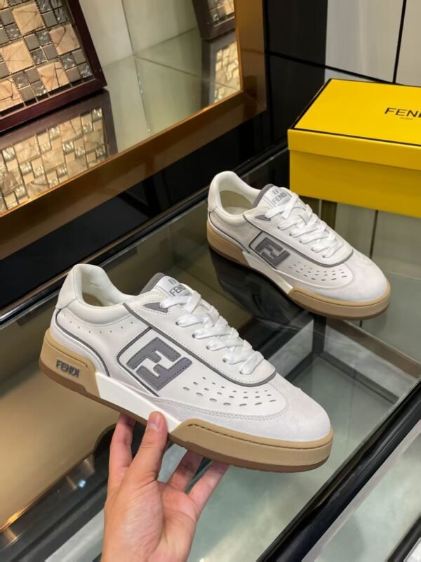 4f017e2c FND Low-Top Trainers with Logo Panel - White / Light Grey