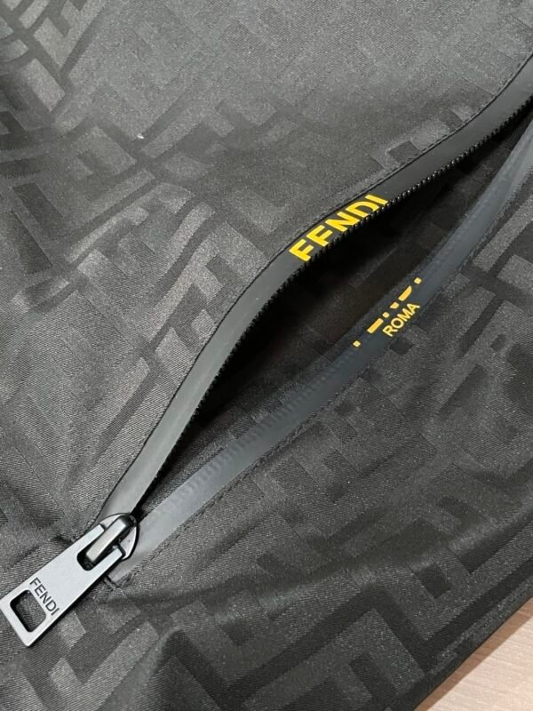 FND All-Over Monogram Hooded Zip-Up Jacket - Black