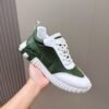 HRMS Technical Knit with Leather Accents Trainers – Green & White
