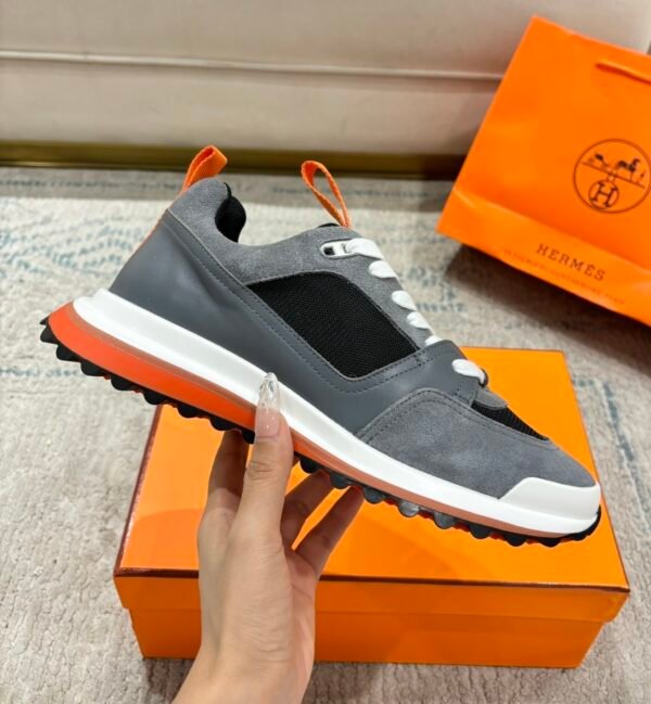 HRMS Low-Top Suede Mesh & Leather Trail Trainers – Grey & Black