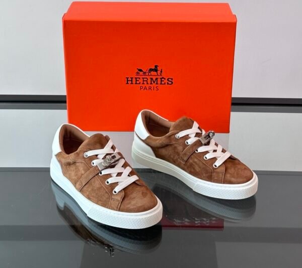 HRMS Day Suede Trainers with Functional Kelly Buckle – Brown