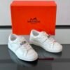 HRMS Day Leather Trainers with Palladium-Plated Kelly Buckle – All White