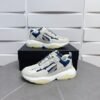 AMR Mesh & Suede Bone Runner Trainers – Beige Off-White & Blue