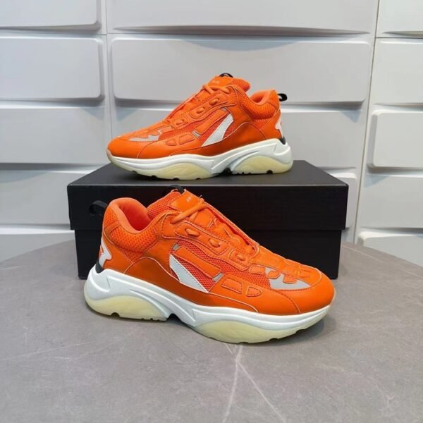 AMR Mesh & Leather Bone Runner Trainers – Orange