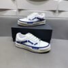 AMR Low-Top Leather Skel Trainers – White & Blue Accents