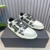 AMR Skel Leather Trainers – Light Grey with Black Accents