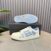 AMR Skel Leather Trainers – White with Baby Blue Accents