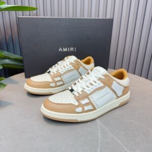 AMR Skel Leather Trainers – Alabaster with White Accents