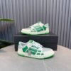 AMR Skel Leather Trainers – White with Green Accents
