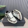 AMR Skel Leather Trainers – White with Leopard Print Textile Panels