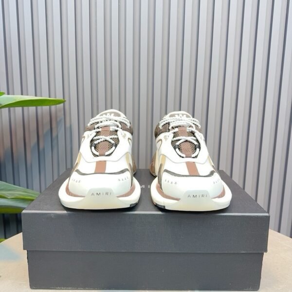 5 AMR Mesh & Leather Runner Trainers - White & Brown