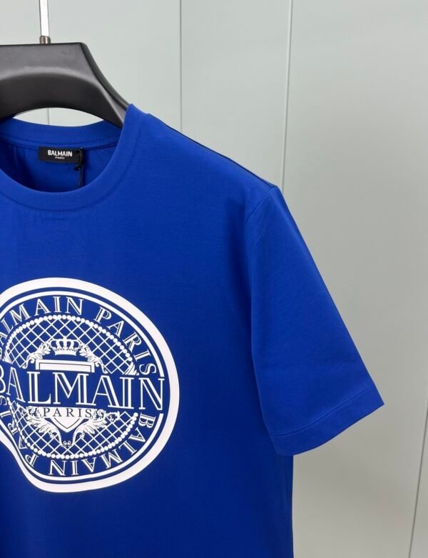 5 BLMN Paris Coin Logo Flocked T-Shirt – Blue