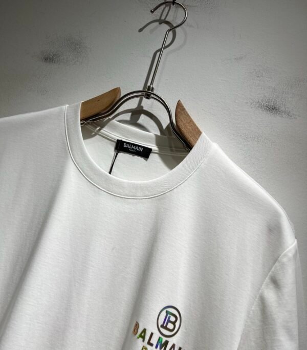 BLMN Paris Holographic Logo Crewneck T-Shirt - White