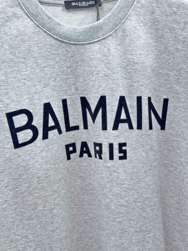 5 BLMN Logo Print Crewneck Long-Sleeves Tee Jumper – Light Grey