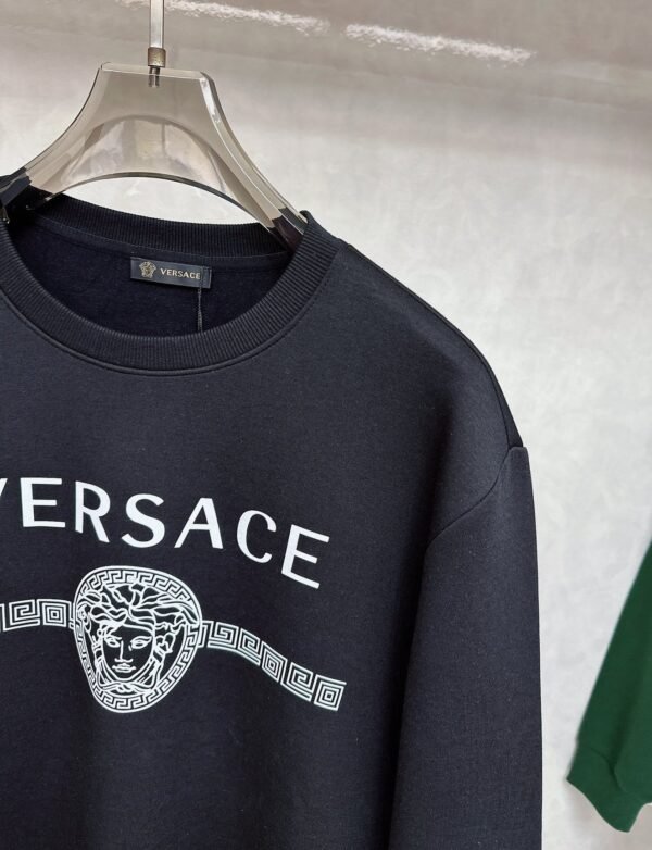 5 VRSC White Medusa Print Greek Key Pattern Crewneck Jumper – Black