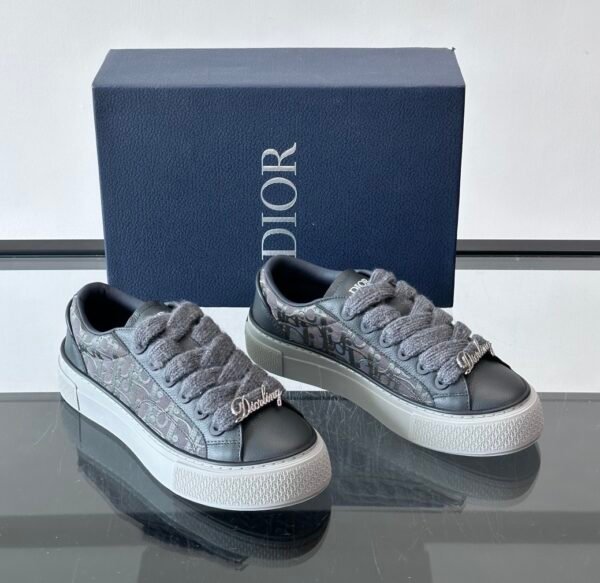 5 DXR CD Spin Grained Calfskin & Oblique Canvas Trainers – Anthracite Grey