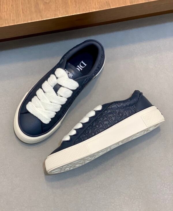 DXR CD Low-Top Oblique Leather Trainers – Navy Blue