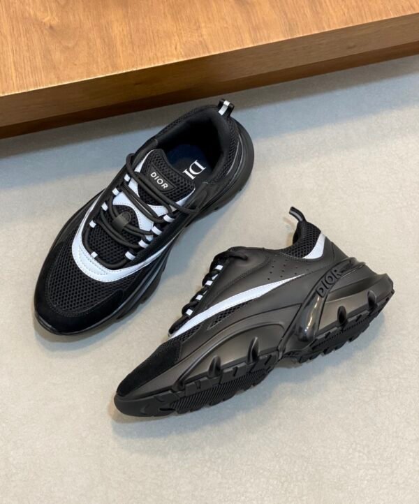 5 DXR Technical Mesh & Leather Trainers – Black Reflective