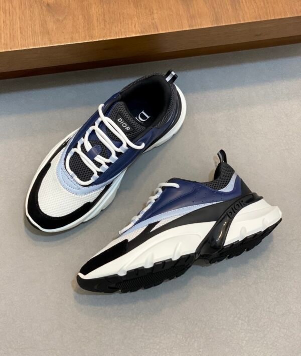 DXR Technical Mesh & Leather Trainers – Blue & Black