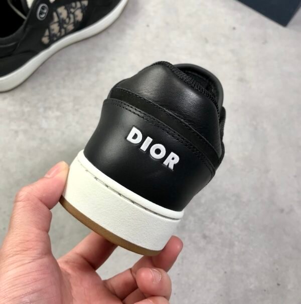 DXR CD Black Leather Beige & Black Dior Oblique Panels Low-Top Trainers