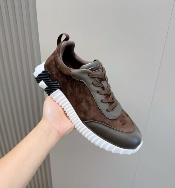 HRMS Leather & Suede Trainers – Brown with Black Accents