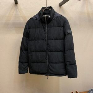 BRBY Hooded Puffer Jacket with Check Lining - Black