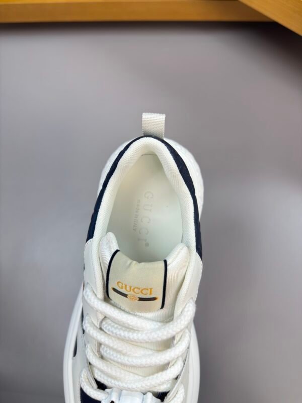 GCCI Chunky Trainers with Side Stripe and Embossed Pattern - Navy Blue/White