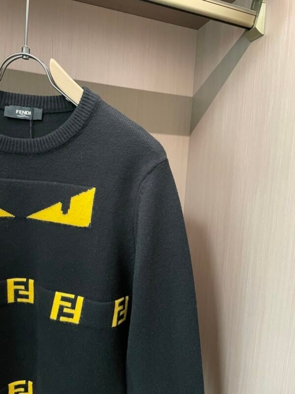 FND Crew Neck Jumper with Graphic Eye Motif - Black