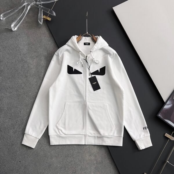 FND Zip-Up Hooded Jacket with Eye Graphic Details