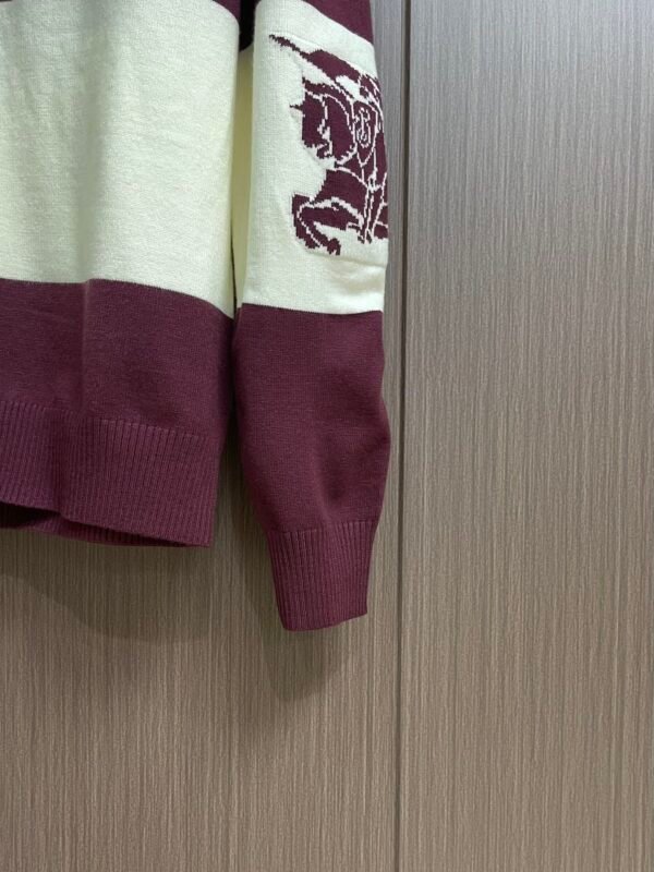 BRBY Color-Block Crew Neck Jumper - Burgundy