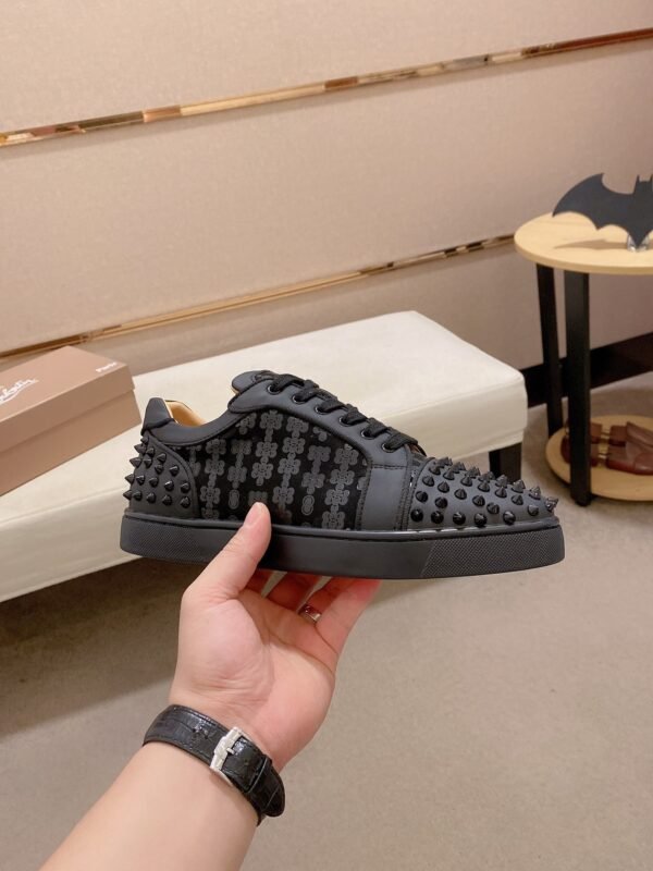 52d5e7b8 CLB Trainers with Studded Toe and Heel with Patterned Side Panels - Black