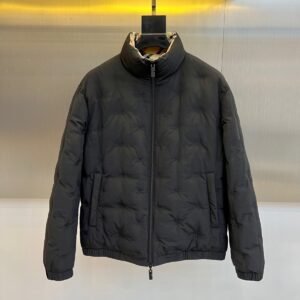 BRBY Zip-Up Jacket with Stand Collar - Black