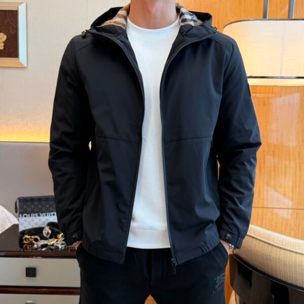 BRBY Hooded Zip-Up Jacket - Black